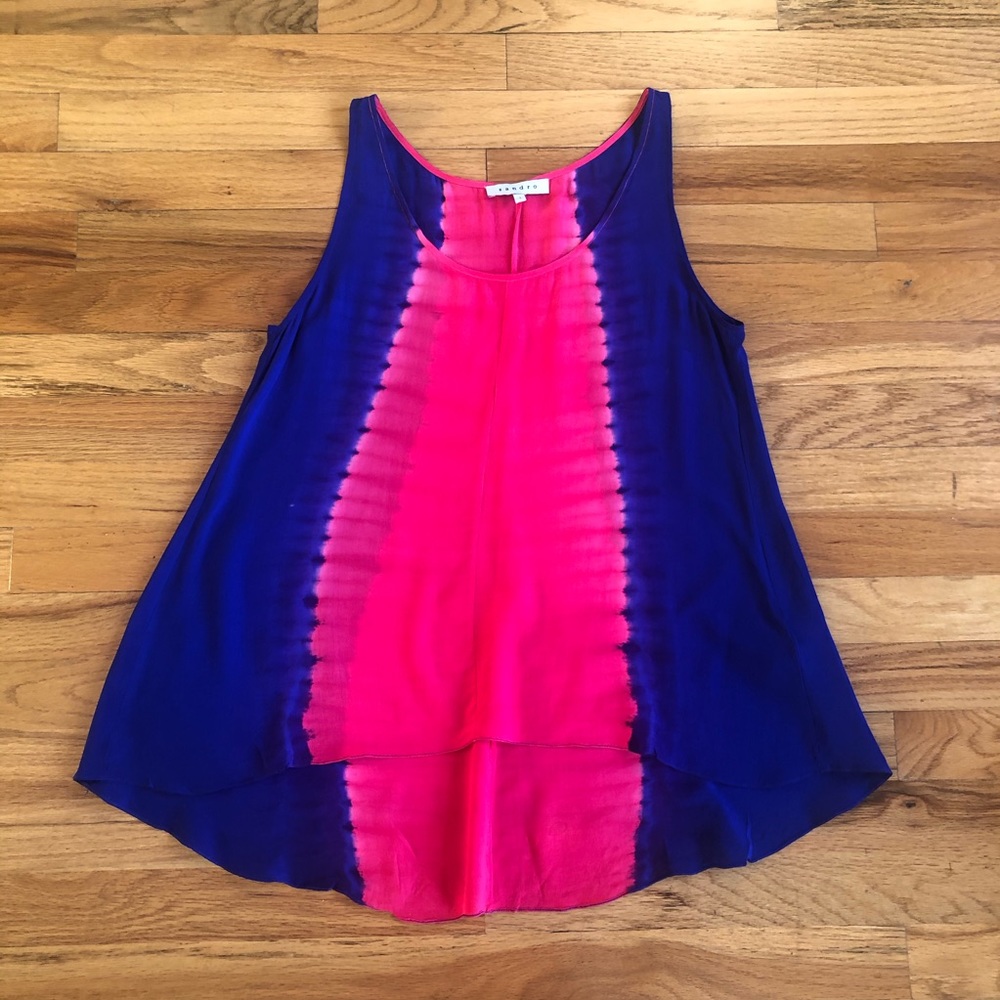 Sandro Pink and Blue Tie-Dye Tank Top